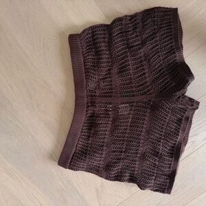 Aerie High Waist Dark Brown Crochet Shorts